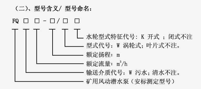 FQW18-80/K礦用風(fēng)動潛水泵型號意義