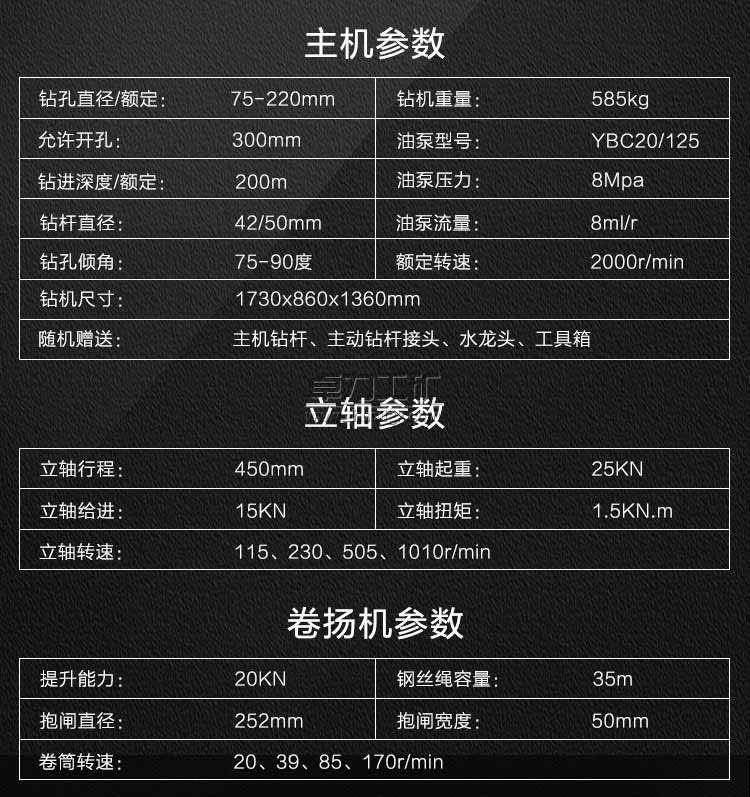 GK-200型巖心鉆機 參數(shù)